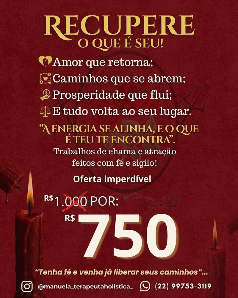 Trabalho Energético de Atração – Recuperação do que é Seu (Amor, Caminhos, Prosperidade)